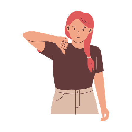 Woman showing thumbs down  Illustration