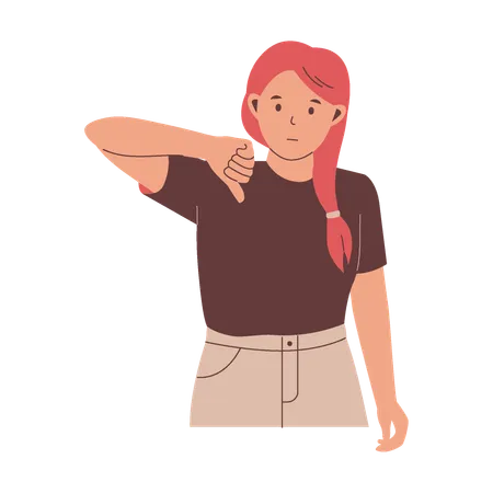 Woman showing thumbs down  Illustration