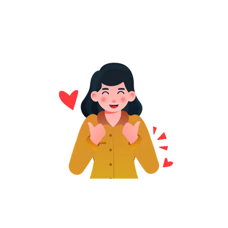 Woman showing thumbs up  Illustration