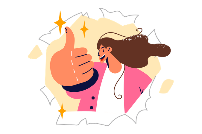 Woman showing thumbs up Illustration