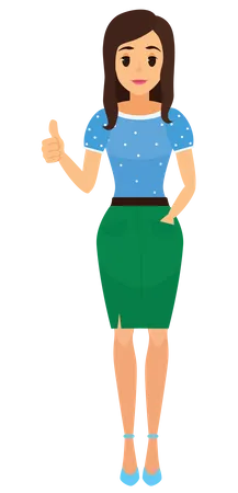 Woman Showing Thumbs Up  Illustration