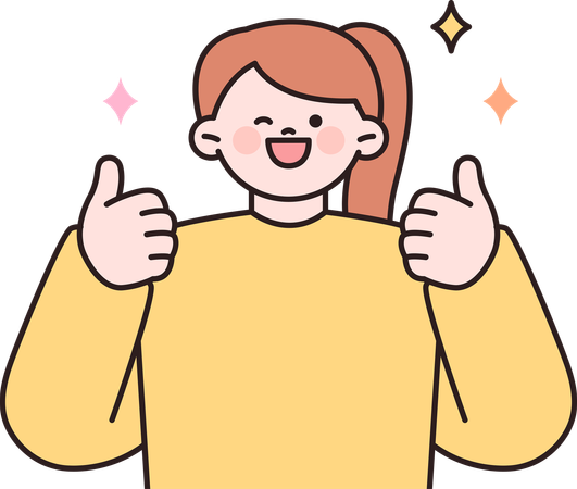 Woman showing thumbs up  Illustration