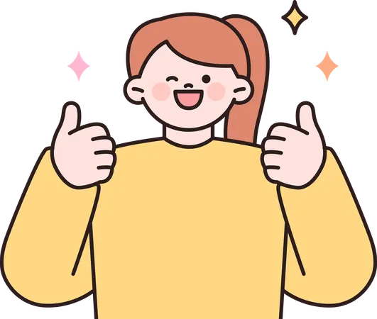 Woman showing thumbs up  Illustration