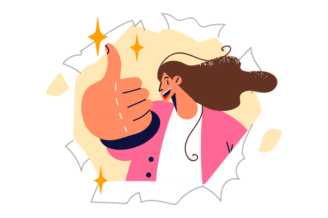 Woman showing thumbs up  Illustration