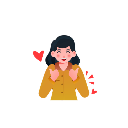 Woman showing thumbs up  Illustration