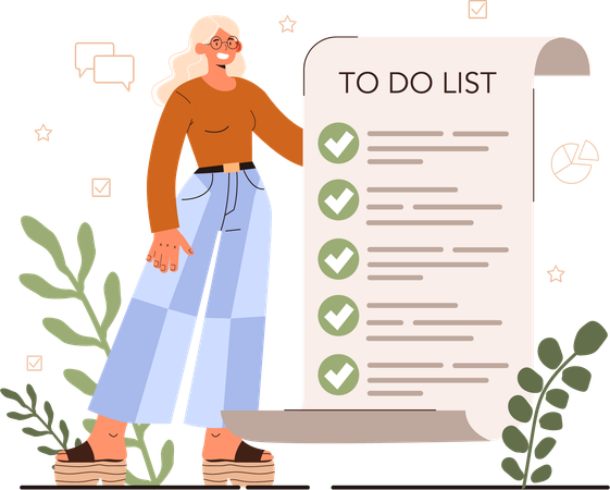 Woman showing to do list  Illustration