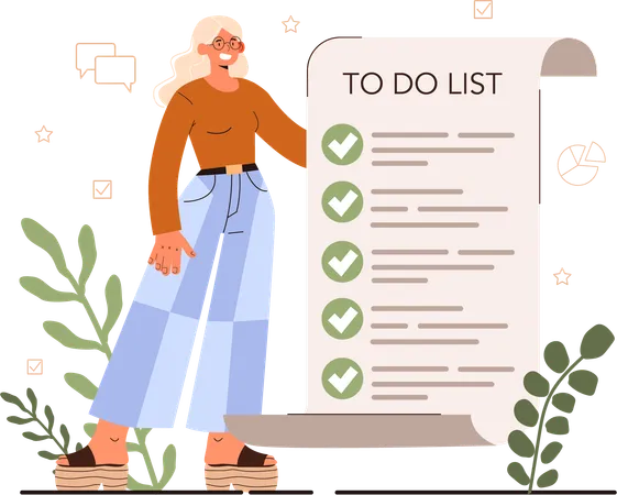 Woman showing to do list  Illustration
