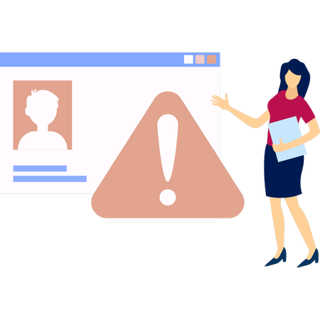 Woman showing user profile on web page  Illustration