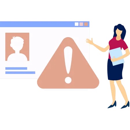 Woman showing user profile on web page  Illustration