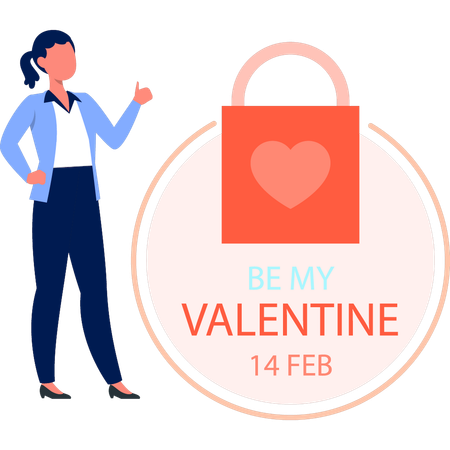 Woman showing valentines day celebration protection  Illustration