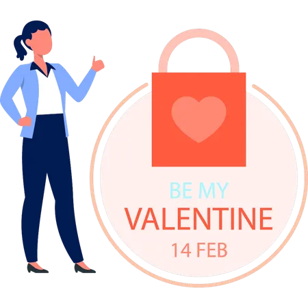 Woman showing valentines day celebration protection  Illustration