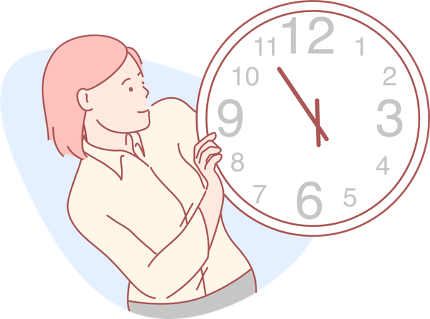 Woman showing watch  Illustration