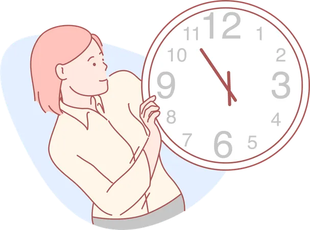 Woman showing watch  Illustration