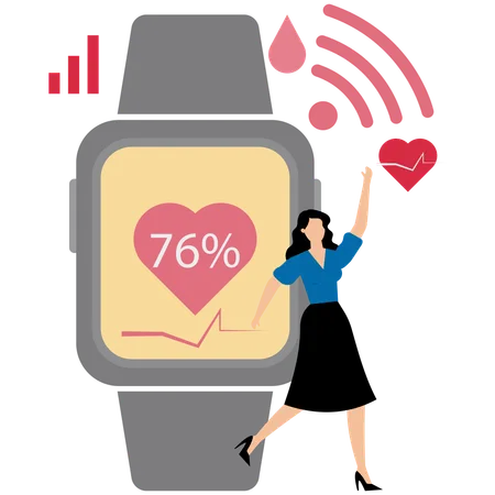 Woman showing Wearable Tech Gadgets  Illustration