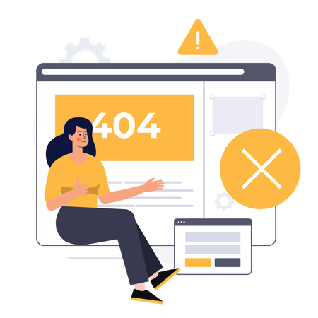 Woman showing web error  Illustration