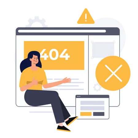 Woman showing web error  Illustration