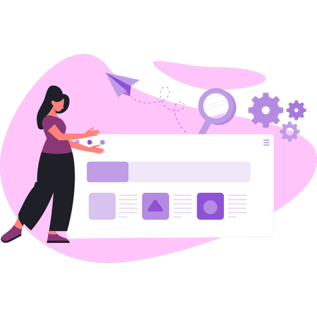 Woman showing web loading  Illustration