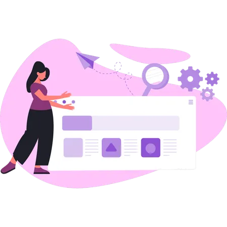 Woman showing web loading  Illustration