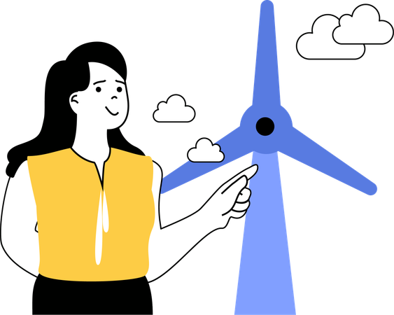 Woman showing windmill  Illustration