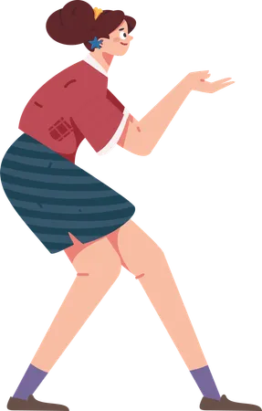 Woman shows direction  Illustration