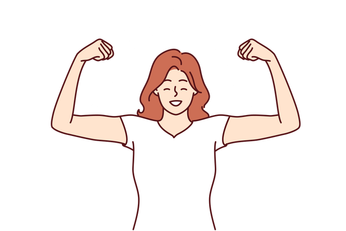 Woman shows her biceps  Illustration