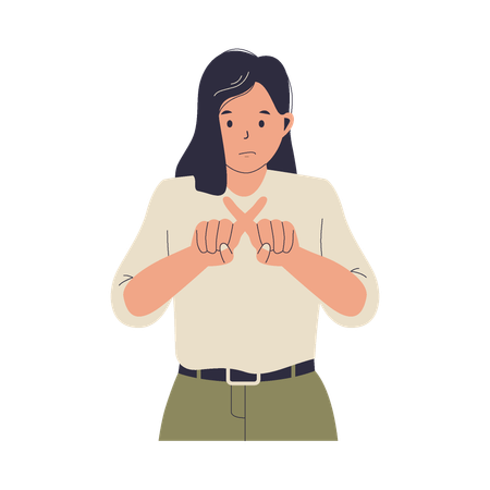 Woman shows negative emotions with gesture  Illustration