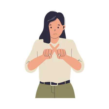 Woman shows negative emotions with gesture  Illustration