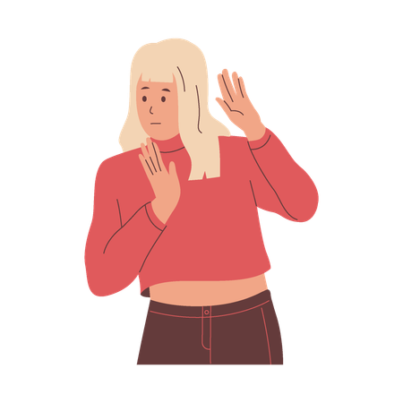 Woman shows refusal gesture  Illustration