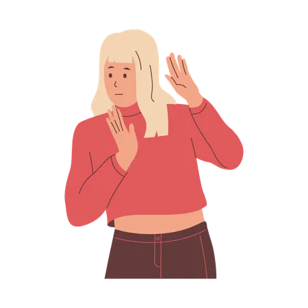 Woman shows refusal gesture  Illustration