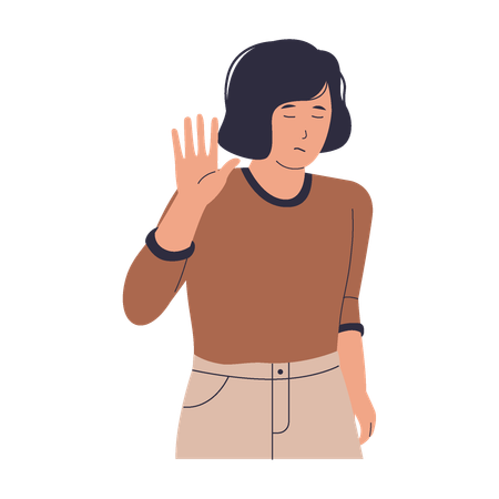 Woman shows stop gesture  Illustration