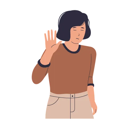 Woman shows stop gesture  Illustration