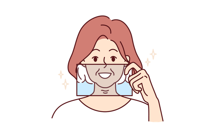 Woman shows white teeth smile  イラスト