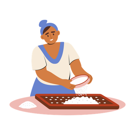 Woman sifting flour  Illustration