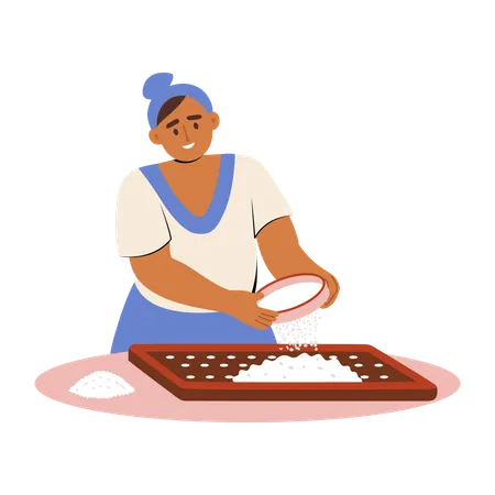 Woman sifting flour  Illustration