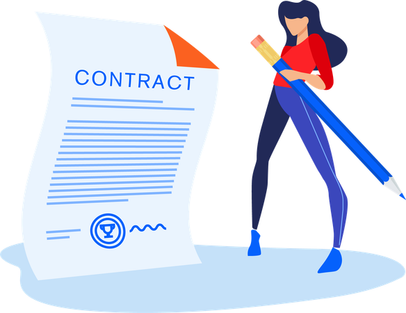 Woman sign business contract  イラスト