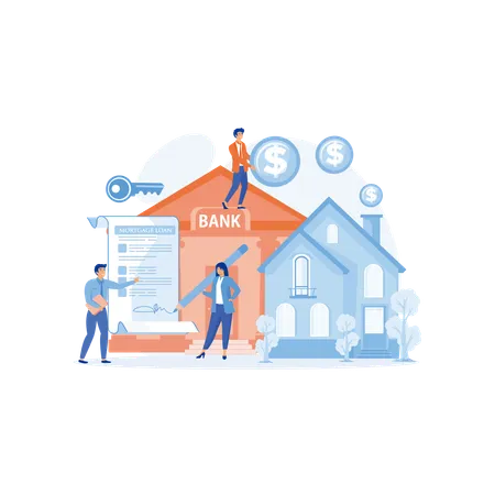 Woman sign property loan document  Illustration