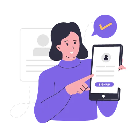 Woman Sign up account  Illustration