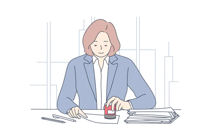 Woman signing contract  Illustration