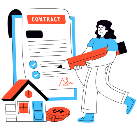Woman signing Contract Paper  Illustration