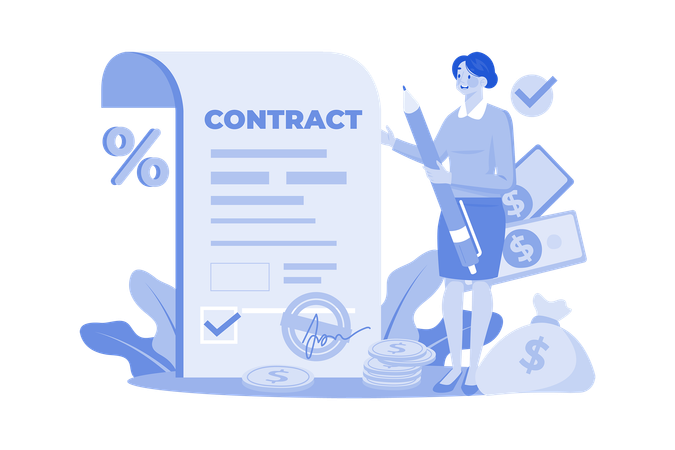 Woman Signing House Agreement  Illustration
