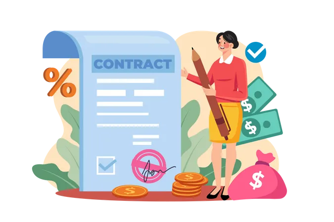 Woman signing house agreement  Illustration