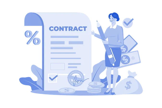 Woman Signing House Agreement  Illustration