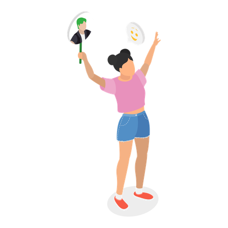 Woman signing pop song  Illustration