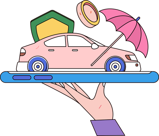 Woman signs car insurance document  Illustration