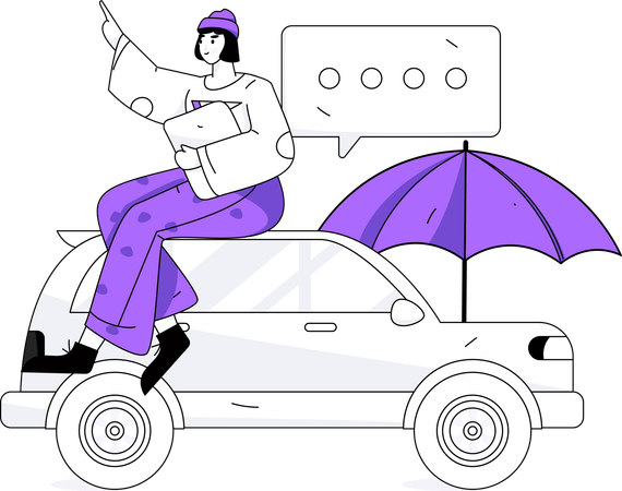 Woman signs car insurance document  Illustration