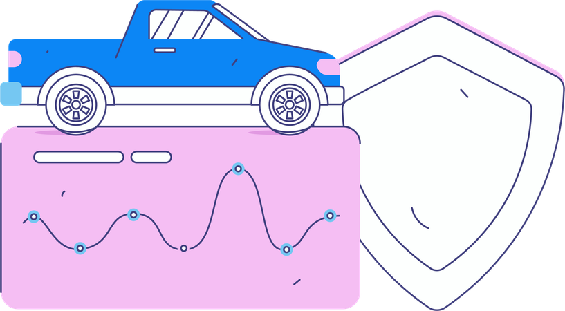 Woman signs on car agreement  Illustration