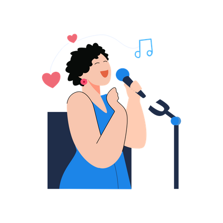 Woman singing song  Illustration