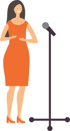 Woman singing song  Illustration