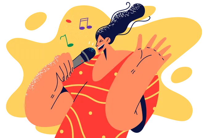 Woman singing song Illustration
