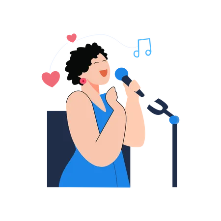 Woman singing song  Illustration